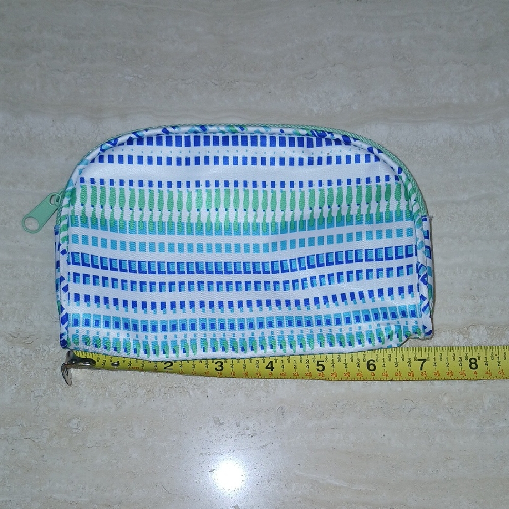 Stylish Blue and Green Patterned Women Beauty Organization Bag